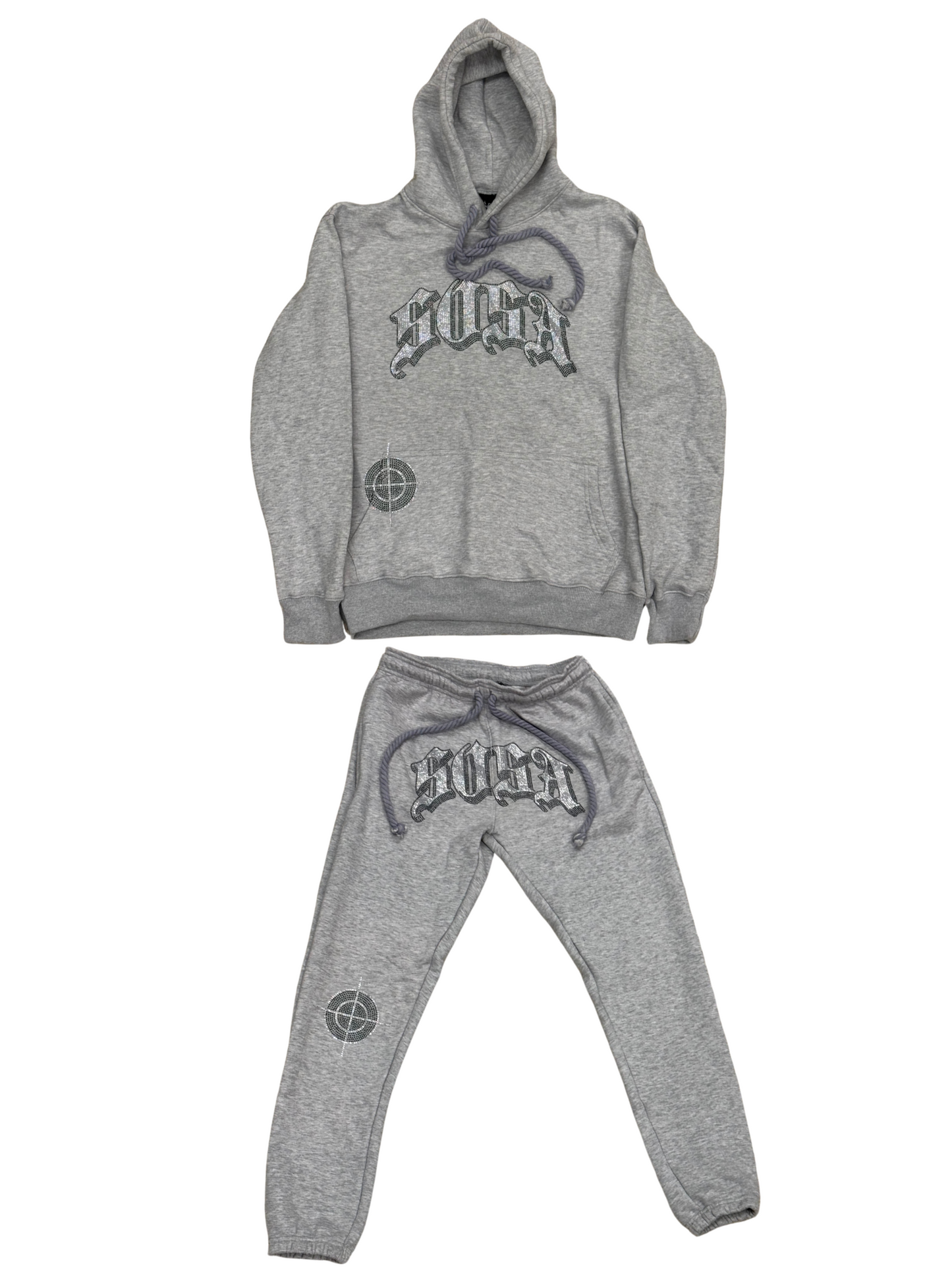 S.O.S Rhinestone Tracksuit (Gray)