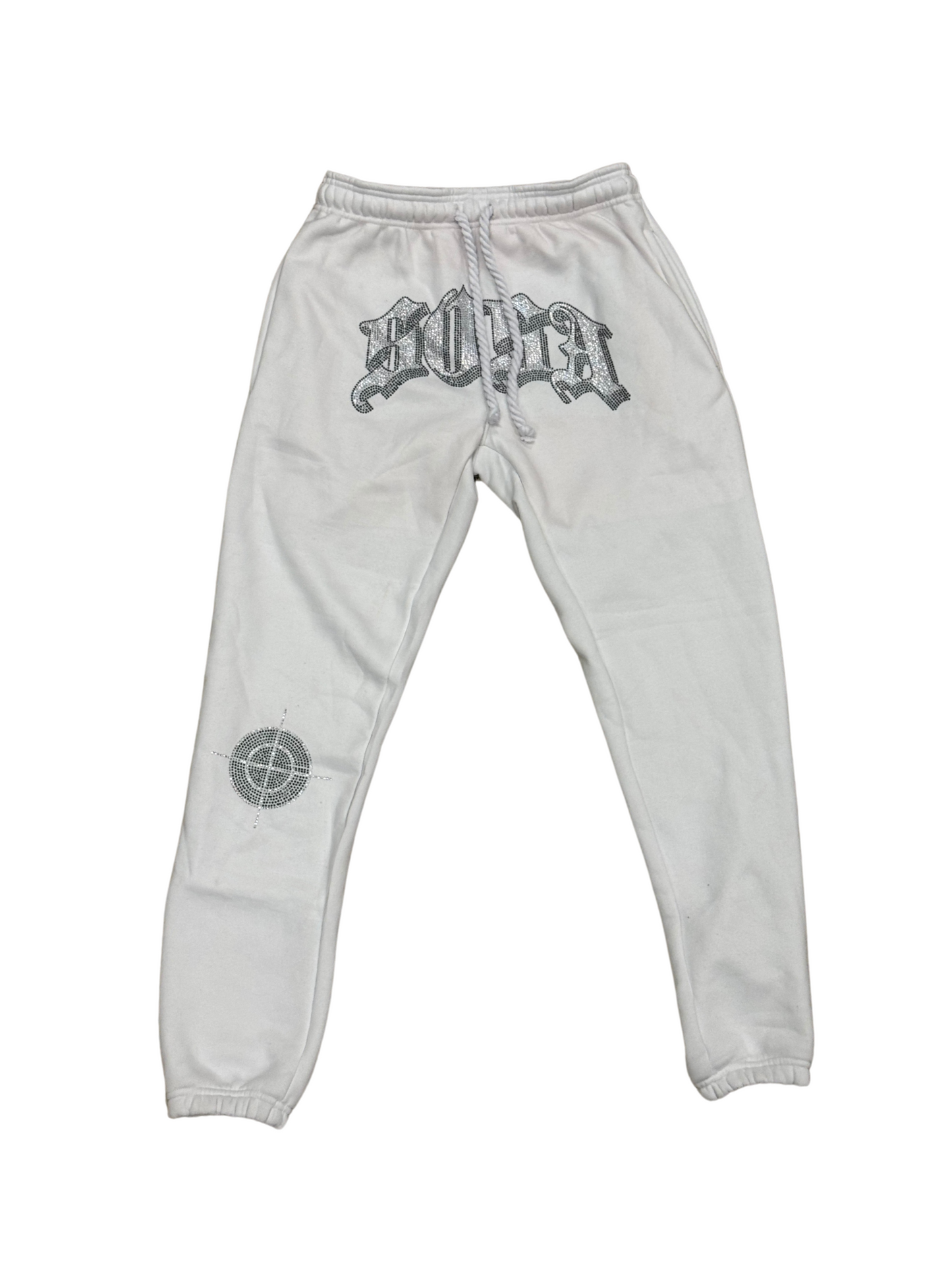 S.O.S Rhinestone Pants (White)