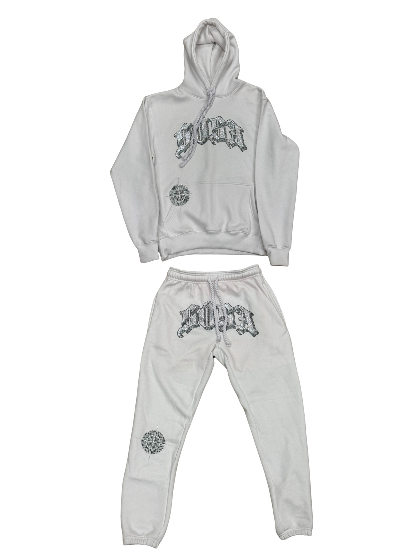 S.O.S Rhinestone Tracksuit (White)