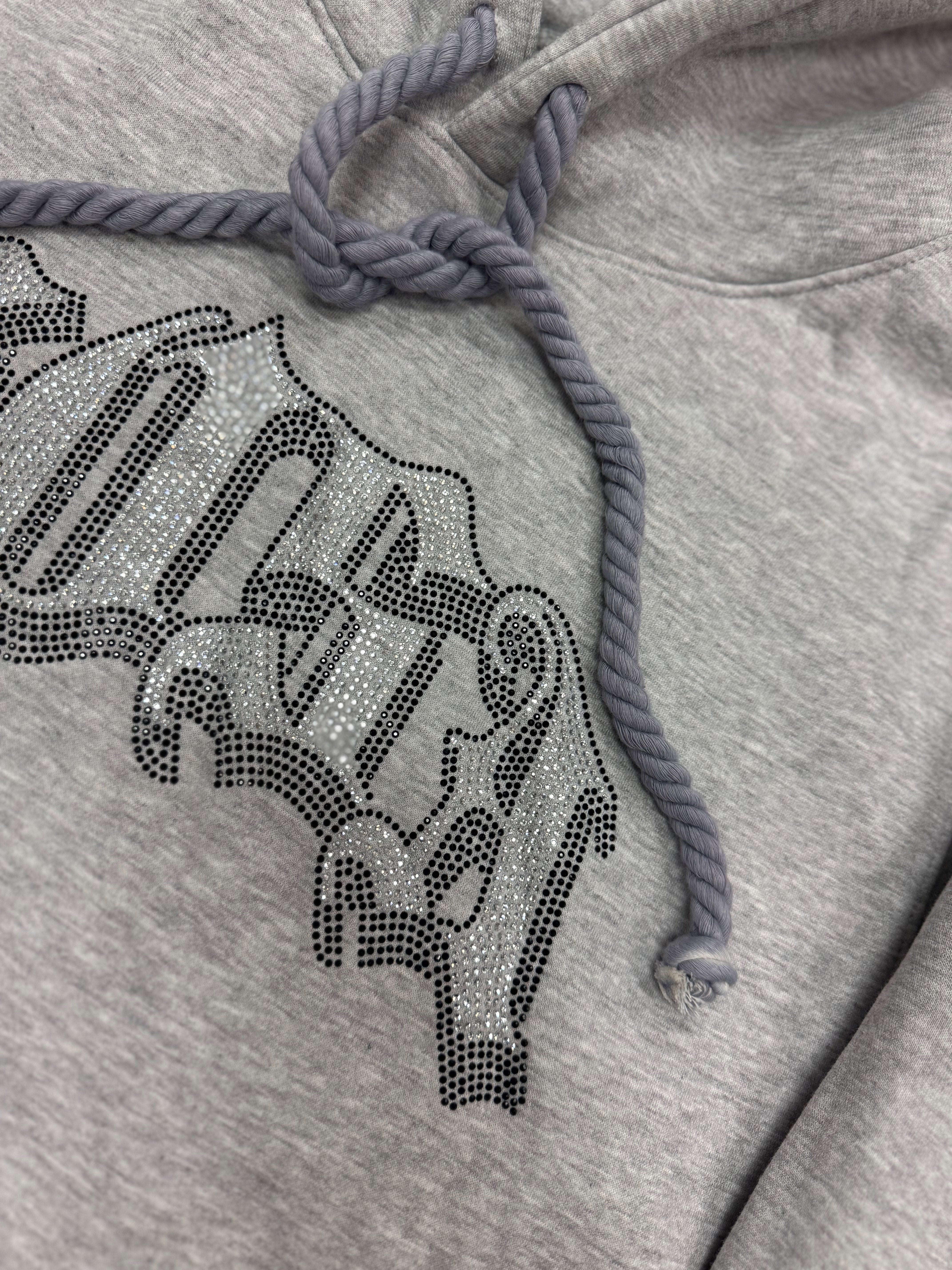 S.O.S Rhinestone Hoodie (Gray)