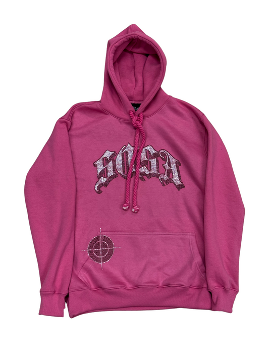 S.O.S Rhinestone Hoodie (Pink)