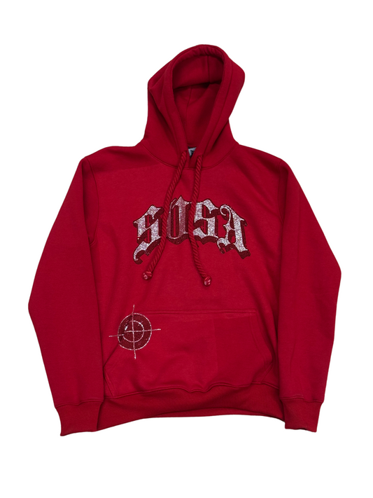 S.O.S Rhinestone Hoodie (Red)