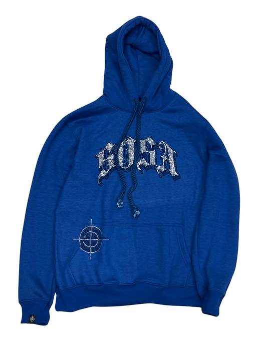 S.O.S Rhinestone Hoodie (Blue)