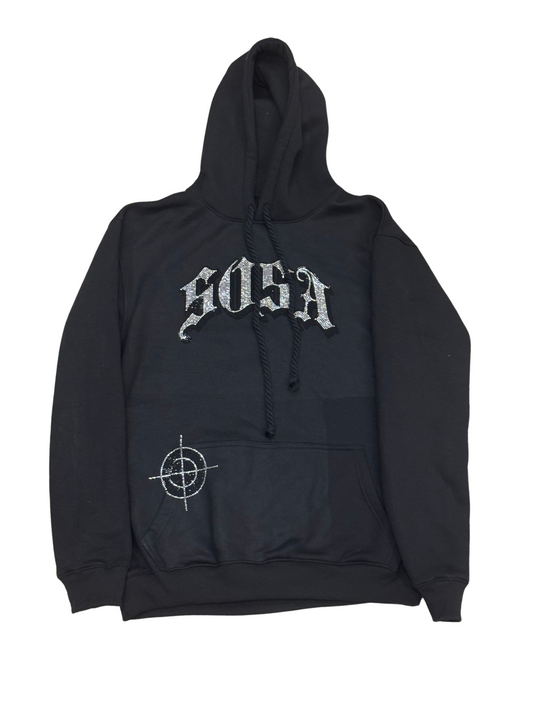 S.O.S Rhinestone Hoodie (Black)