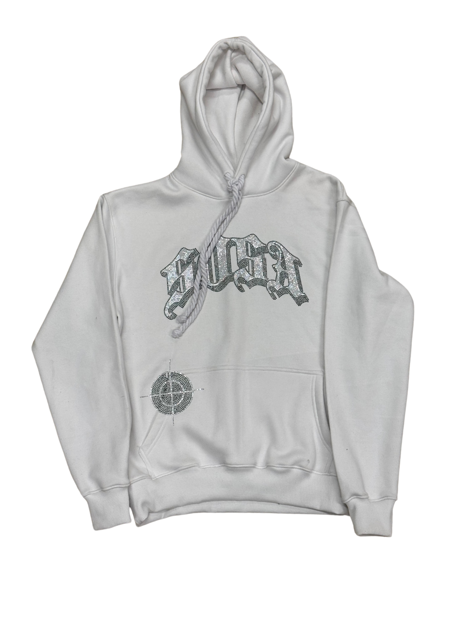 S.O.S Rhinestone Hoodie (White)