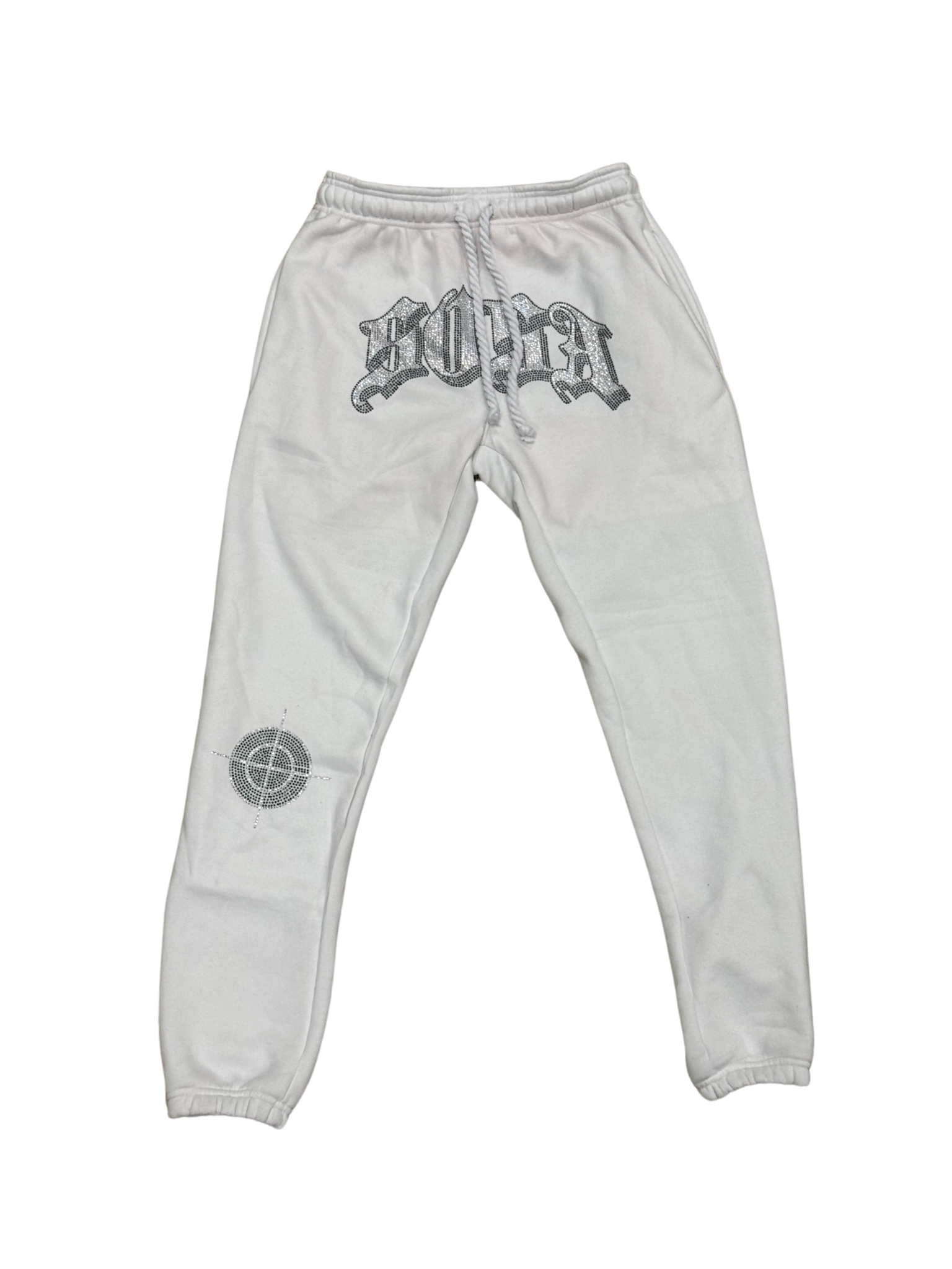 S.O.S Rhinestone Pants (White)