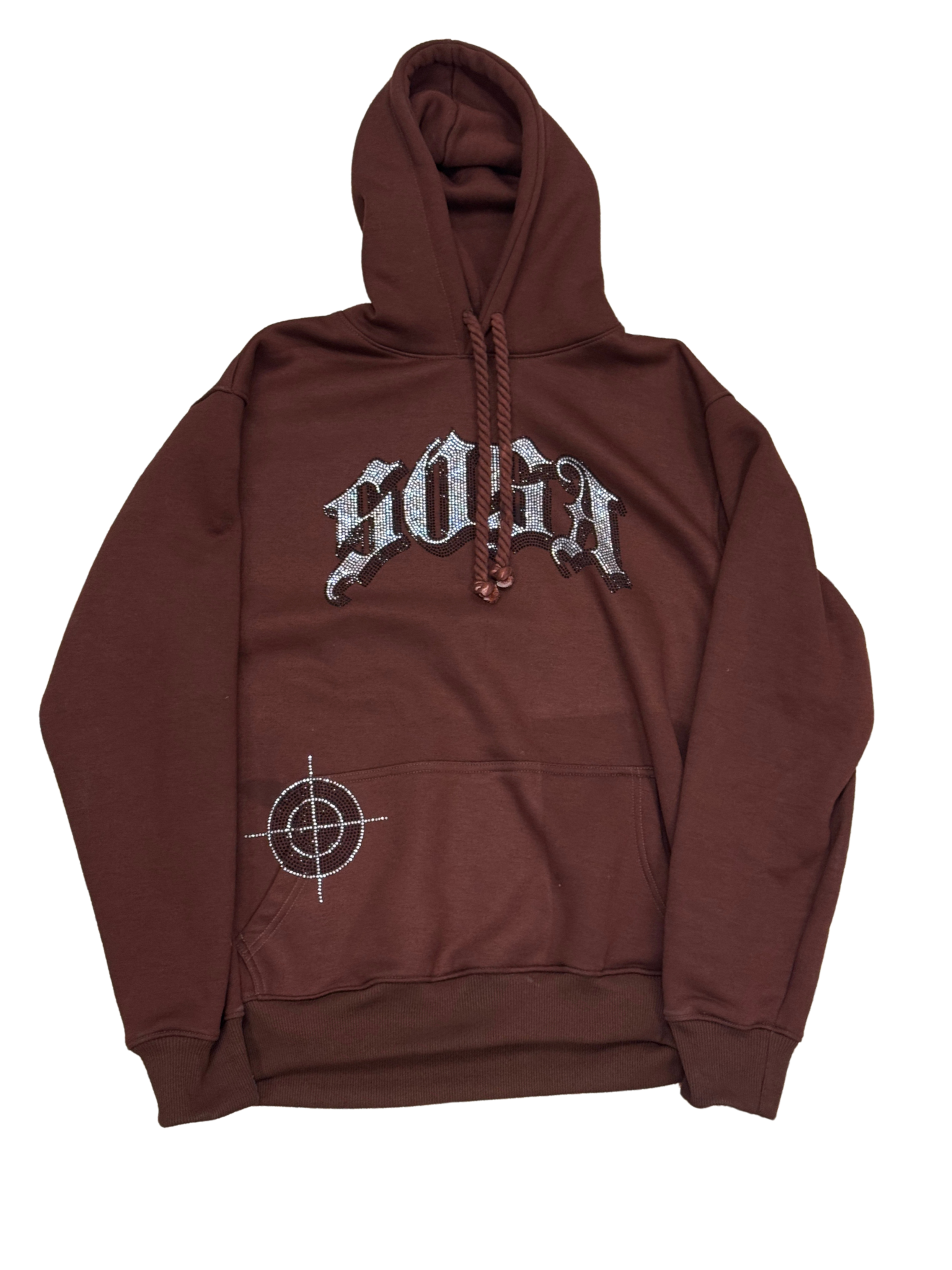 S.O.S Rhinestone Hoodie (Brown)