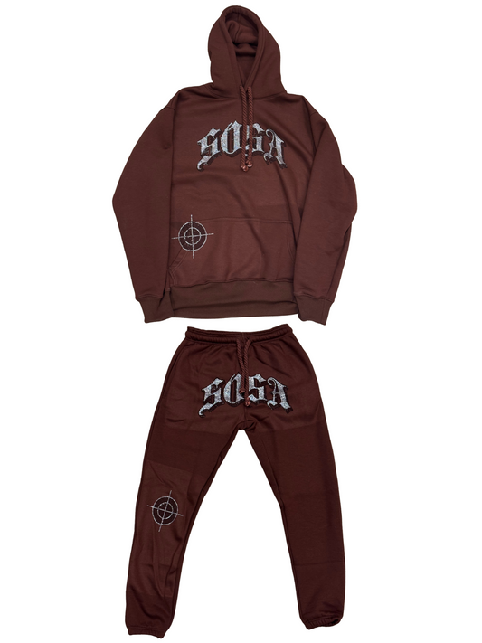 S.O.S Rhinestone Tracksuit (Brown)