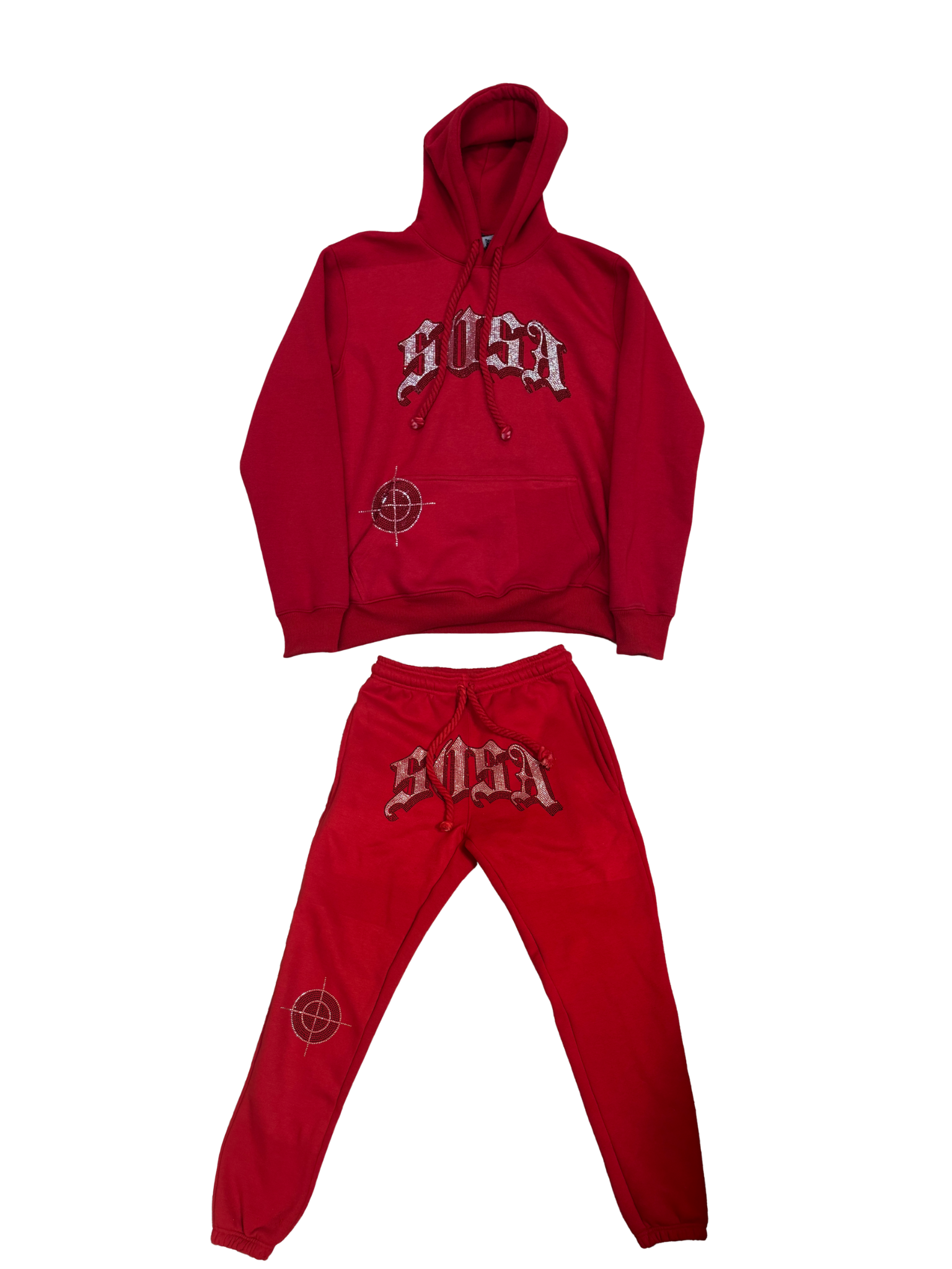 S.O.S Rhinestone Tracksuit (Red)