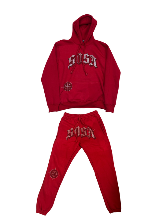 S.O.S Rhinestone Tracksuit (Red)